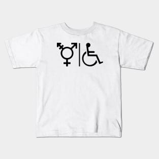 Gender Neutral and Whelchair Inclusive Bathroom Sign Kids T-Shirt